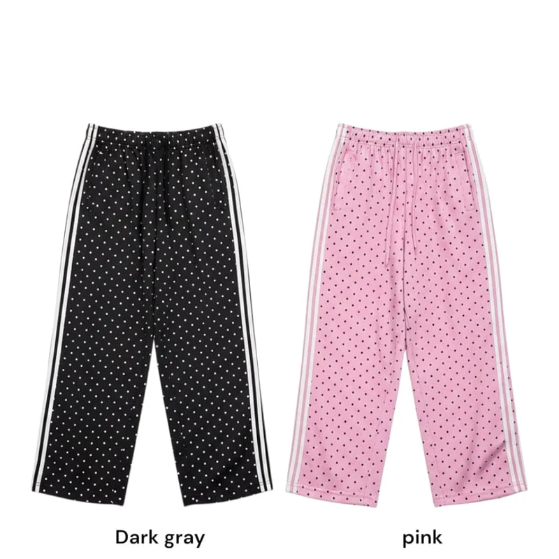 Auver_Fit - Korean Women Fashion - #momslook - Dotted Line Training Pants - 12