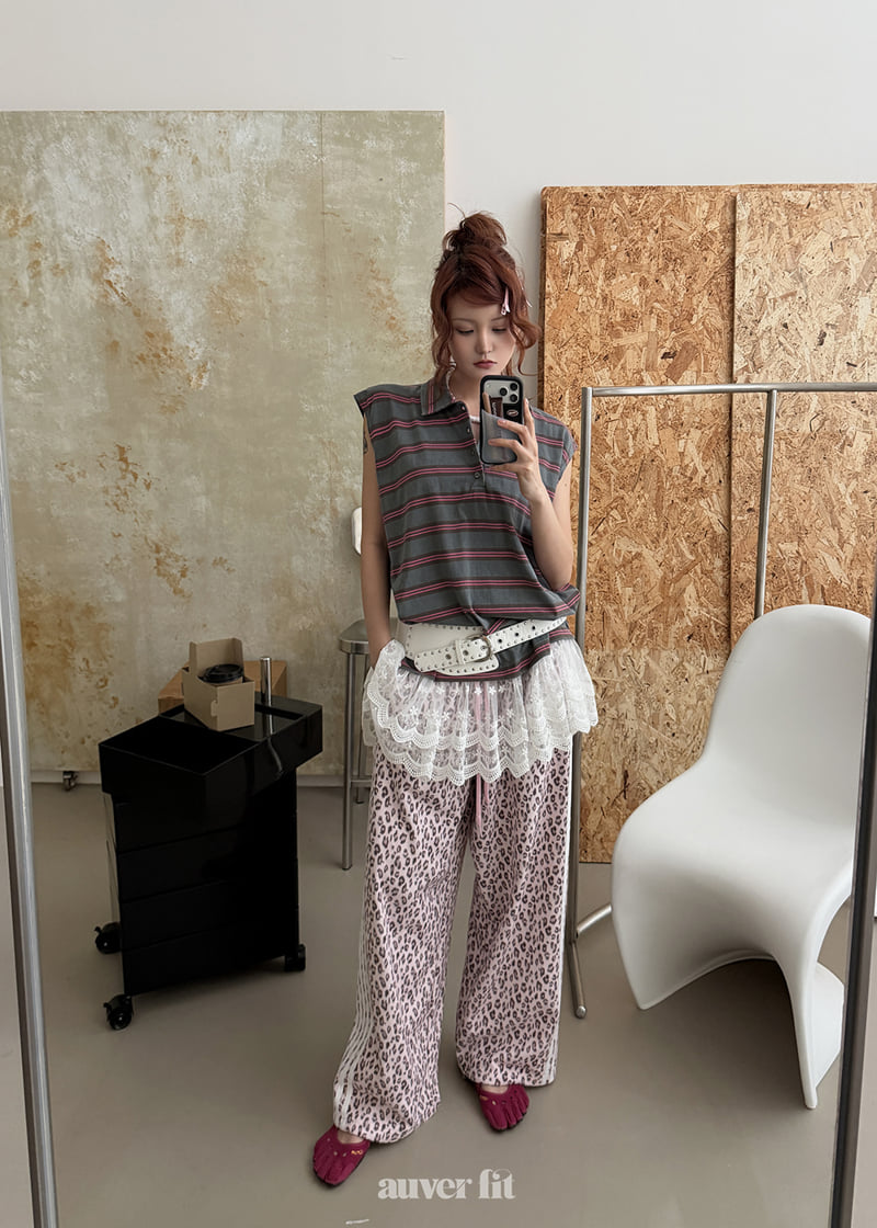 Auver_Fit - Korean Women Fashion - #momslook - Leopard Line Training Pants - 8