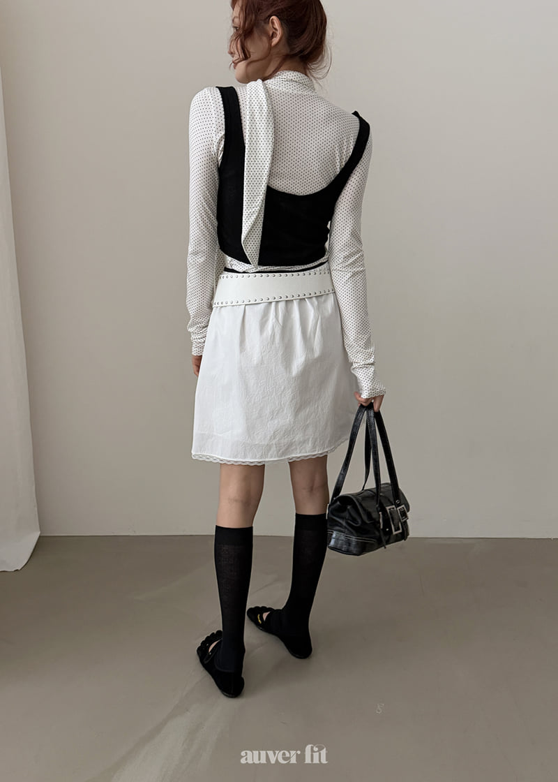 Auver_Fit - Korean Women Fashion - #momslook - Dotted Scarf Top - 9