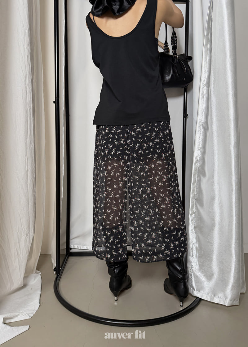 Auver_Fit - Korean Women Fashion - #momslook - Floral Chiffon Skirt - 6