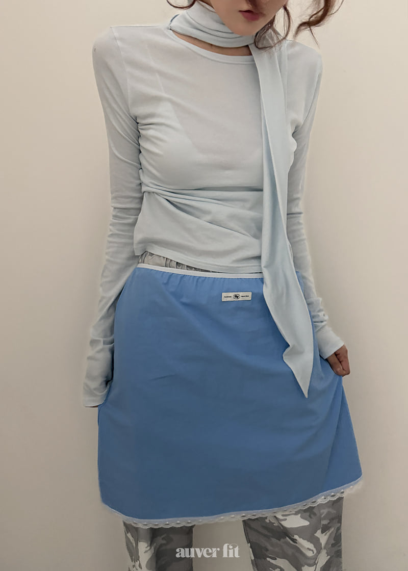 Auver_Fit - Korean Women Fashion - #momslook - Solid Scarf Top - 10