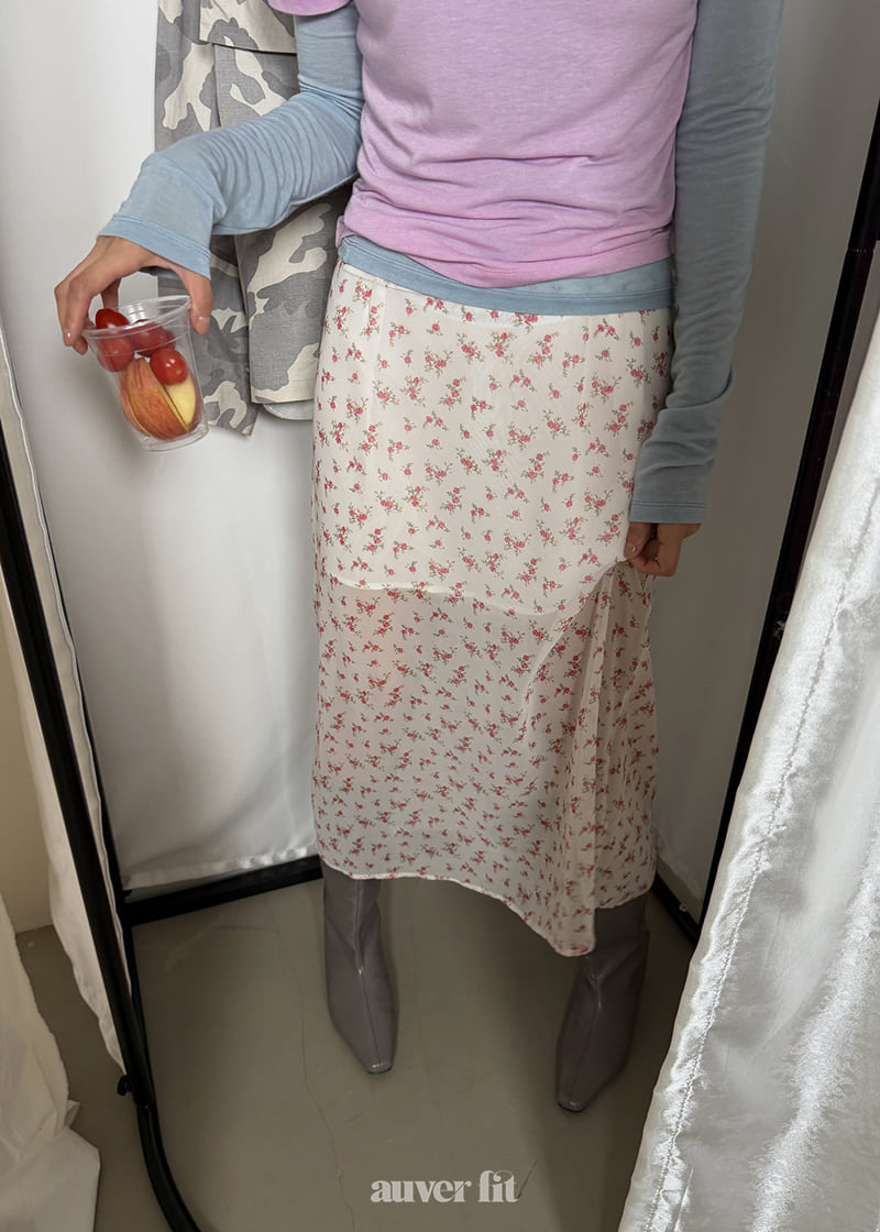 Auver_Fit - Korean Women Fashion - #restrostyle - Floral Chiffon Skirt