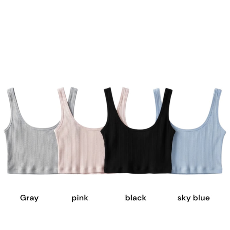 Auver_Fit - Korean Women Fashion - #womensfashion - Ribbed Bustier Sleeveless Top - 12