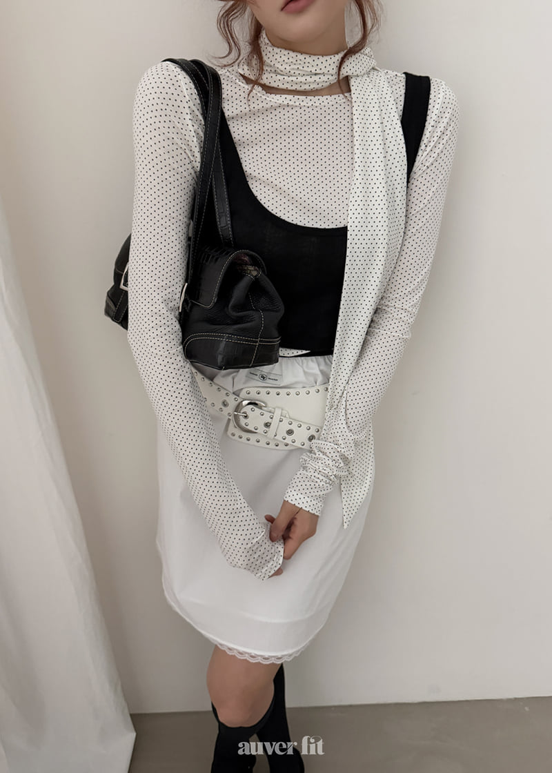 Auver_Fit - Korean Women Fashion - #womensfashion - Dotted Scarf Top - 10