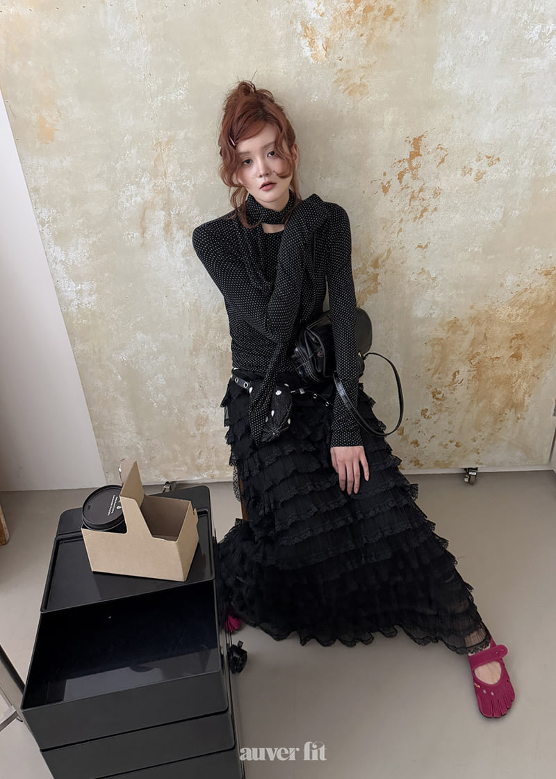 Auver_Fit - Korean Women Fashion - #womensfashion - Dotted Scarf Top - 2
