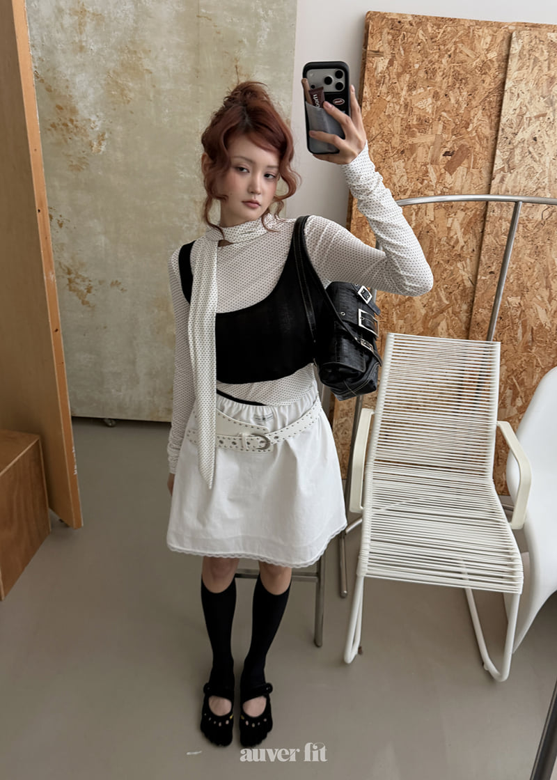 Auver_Fit - Korean Women Fashion - #womensfashion - Dotted Scarf Top - 6