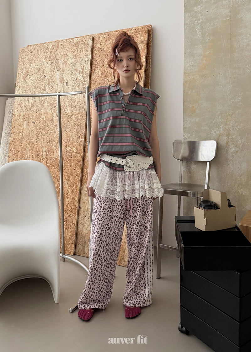 Auver_Fit - Korean Women Fashion - #womensfashion - Multi-Stripe Collar Sleeveless Top - 5