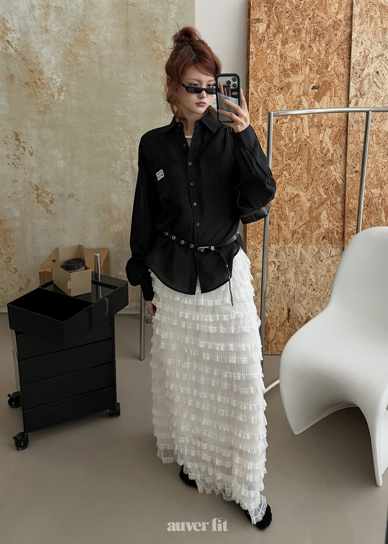 Auver_Fit - Korean Women Fashion - #momslook - Even Tiered Long Skirt - 4
