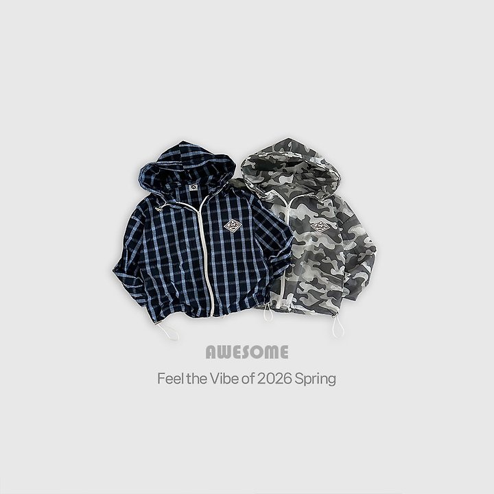 Awesome Bebe - Korean Children Fashion - #kidsshorts - Camo Check Hood Windbreaker