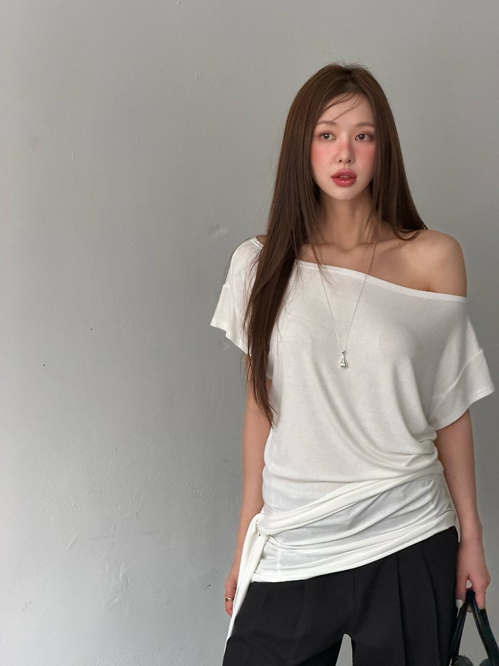 Baguette - Korean Women Fashion - #momslook - Sleeve Shoulder Tee - 11