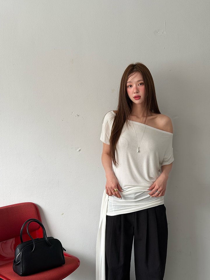 Baguette - Korean Women Fashion - #momslook - Sleeve Shoulder Tee - 7