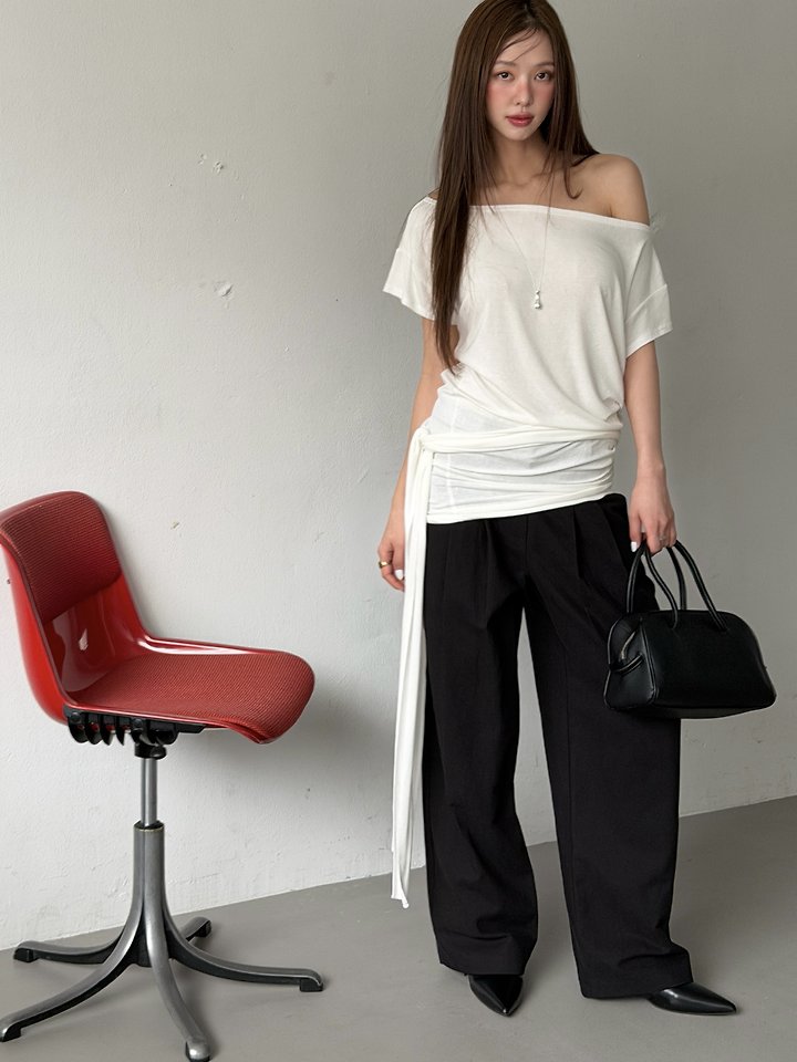 Baguette - Korean Women Fashion - #momslook - Sleeve Shoulder Tee - 9