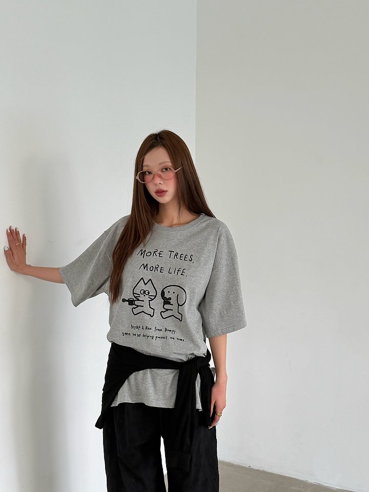 Baguette - Korean Women Fashion - #restrostyle - Cats Tee - 4