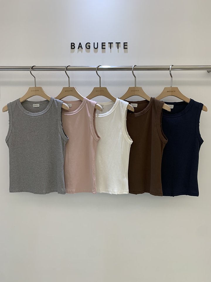 Baguette - Korean Women Fashion - #romanticstyle - Vintage Ribbed Sleeveless Top