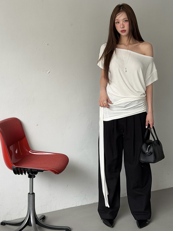 Baguette - Korean Women Fashion - #womensfashion - Sleeve Shoulder Tee - 12