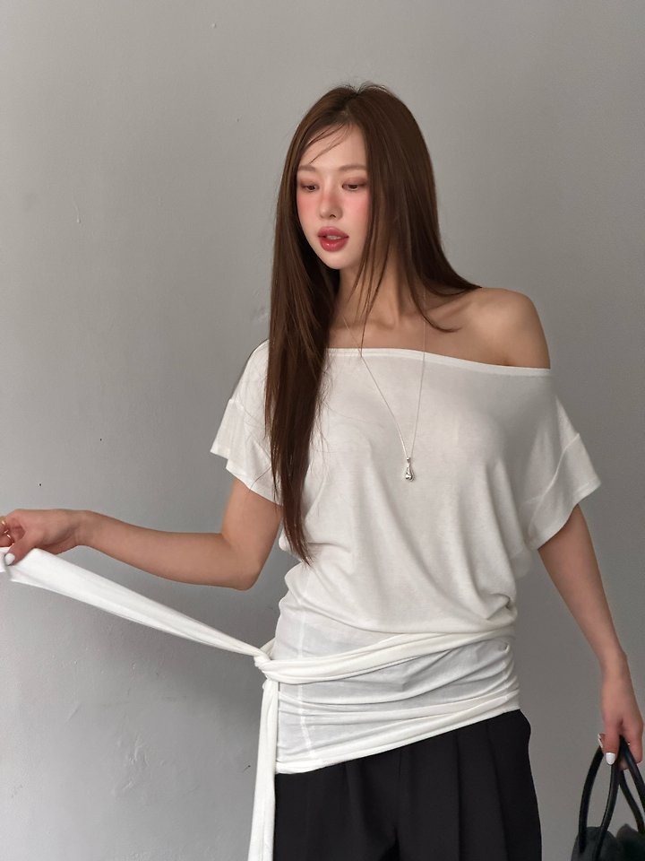 Baguette - Korean Women Fashion - #womensfashion - Sleeve Shoulder Tee - 8