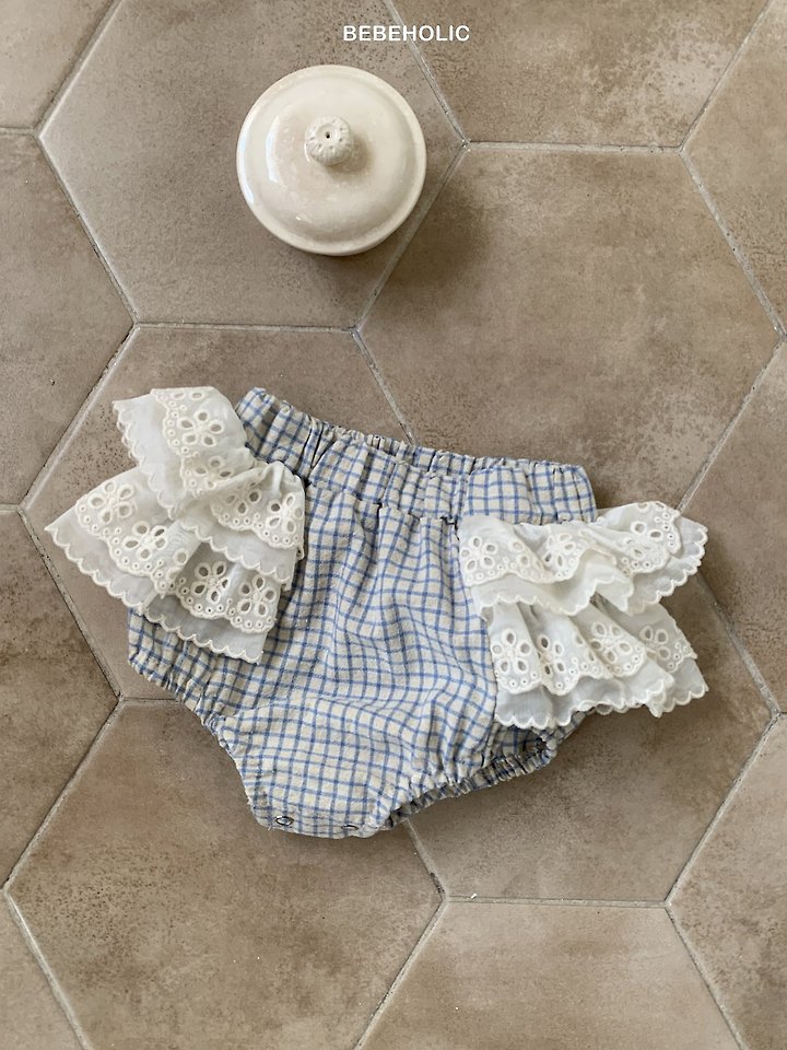 Bebe Holic - Korean Baby Fashion - #babyfever - Sage Check Bloomer - 6