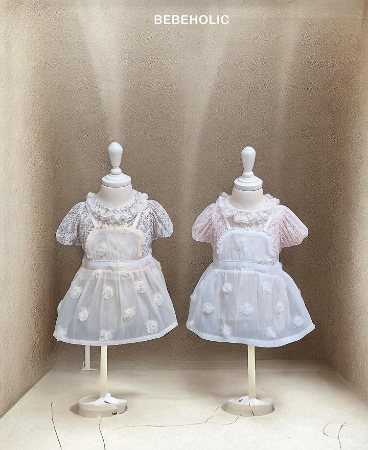 Bebe Holic - Korean Baby Fashion - #babyootd - Rose Apron Skirt
