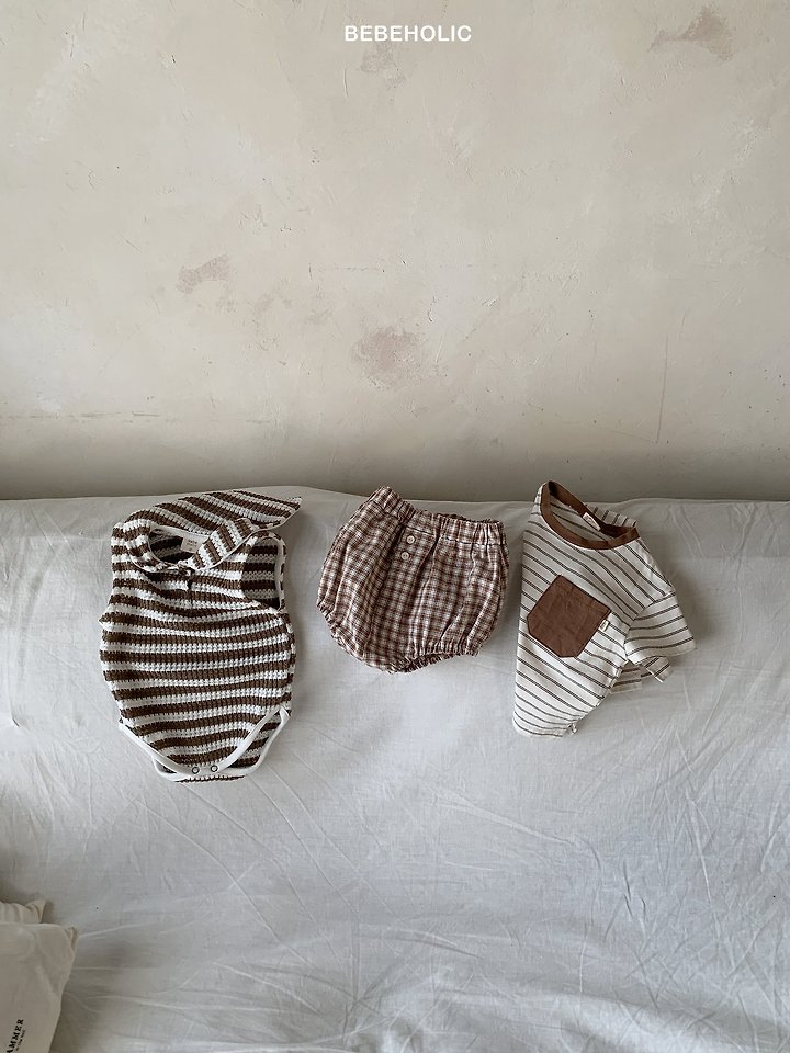 Bebe Holic - Korean Baby Fashion - #babyoutfit - Plush Stripe Suit - 3