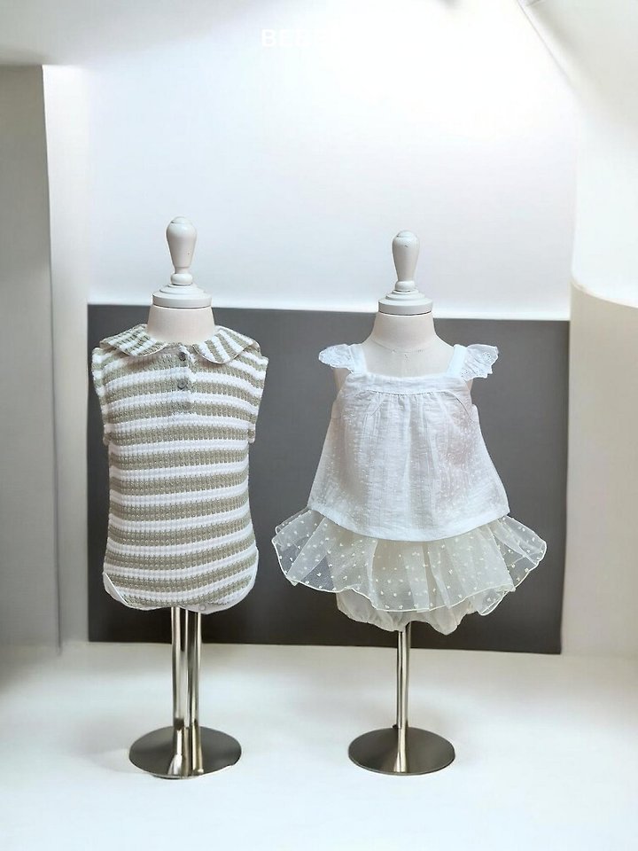 Bebe Holic - Korean Baby Fashion - #babyoutfit - Plush Stripe Suit - 4