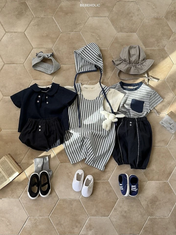 Bebe Holic - Korean Baby Fashion - #babyoutfit - Marine Stripe Suit Set - 3