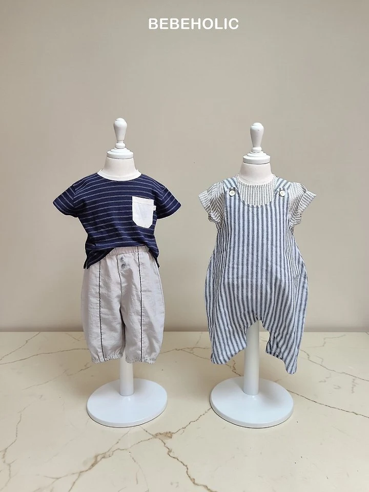 Bebe Holic - Korean Baby Fashion - #babyoutfit - Marine Stripe Suit Set - 4