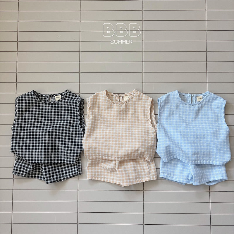 Bella Bambina - Korean Baby Fashion - #onlinebabyshop - Soboroo Set (Big Check) - 4