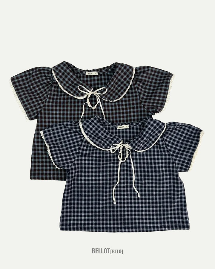 Bellot - Korean Children Fashion - #minifashionista - Chloe Check Blouse - 5