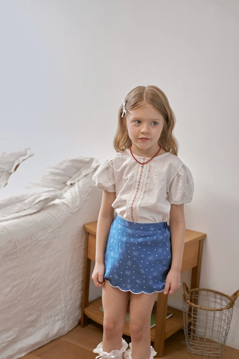 Berry Berry - Korean Children Fashion - #kidsstore - Ribbon Denim Scallop Skirt - 3