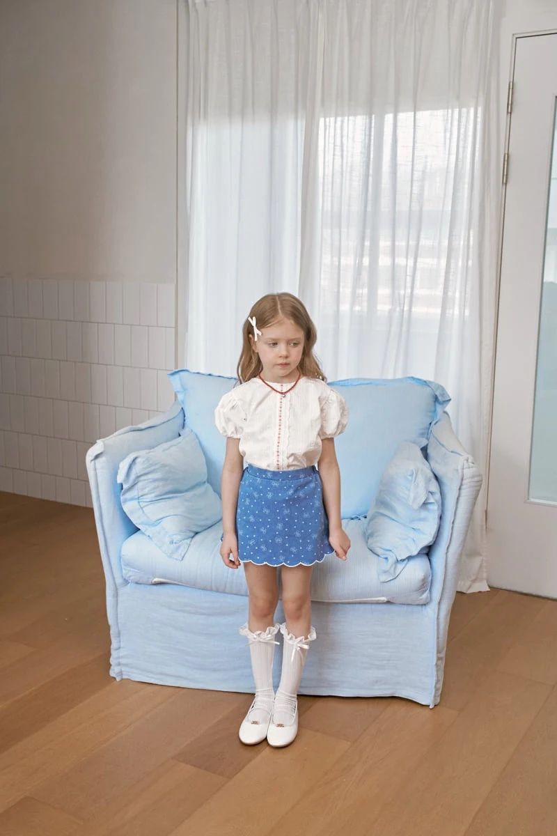 Berry Berry - Korean Children Fashion - #kidsstore - Ribbon Denim Scallop Skirt - 4