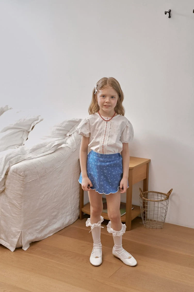 Berry Berry - Korean Children Fashion - #littlefashionista - Ribbon Denim Scallop Skirt - 6