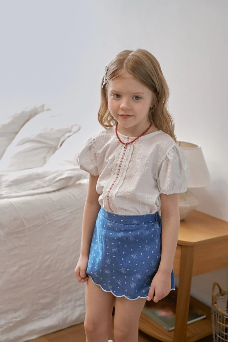 Berry Berry - Korean Children Fashion - #magicofchildhood - Ribbon Denim Scallop Skirt - 7