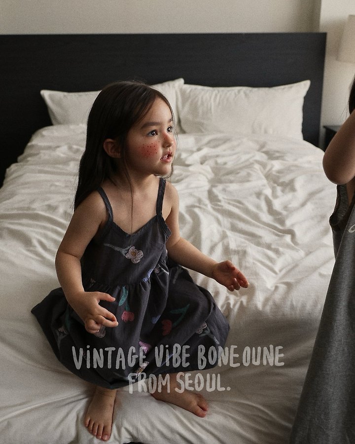 Boneoune - Korean Children Fashion - #childofig - Crae Flower Strap One-piece - 7