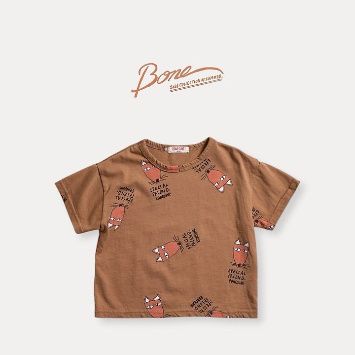 Boneoune - Korean Children Fashion - #childofig - Fox All-Over Print Short Sleeve Tee - 2