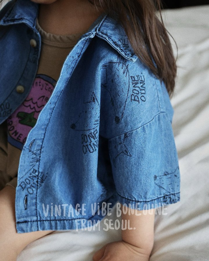 Boneoune - Korean Children Fashion - #childrensboutique - Wolf Denim Shirt - 6