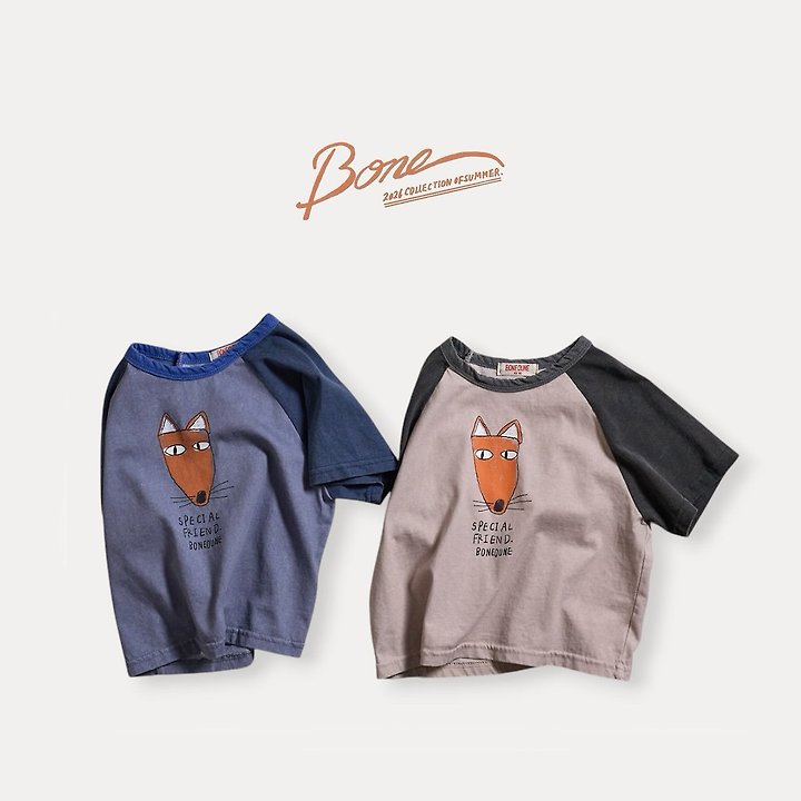 Boneoune - Korean Children Fashion - #designkidswear - Fox Raglan Tee