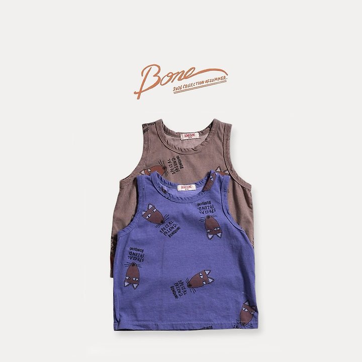 Boneoune - Korean Children Fashion - #designkidswear - Fox All-Over Print Sleeveless Tee