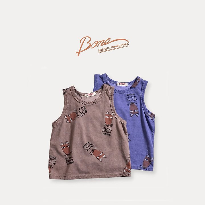 Boneoune - Korean Children Fashion - #discoveringself - Fox All-Over Print Sleeveless Tee - 2