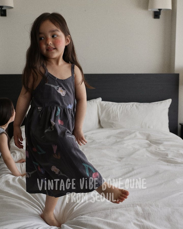 Boneoune - Korean Children Fashion - #fashionkids - Crae Flower Strap One-piece - 11