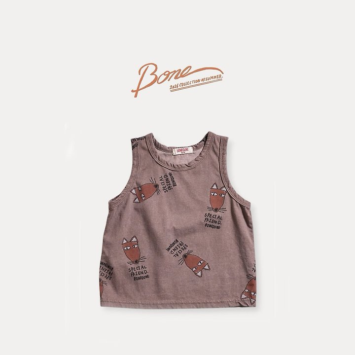 Boneoune - Korean Children Fashion - #fashionkids - Fox All-Over Print Sleeveless Tee - 3