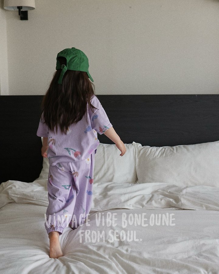Boneoune - Korean Children Fashion - #kidsshorts - Crae Flower All-Over Print Short Sleeve Tee - 11