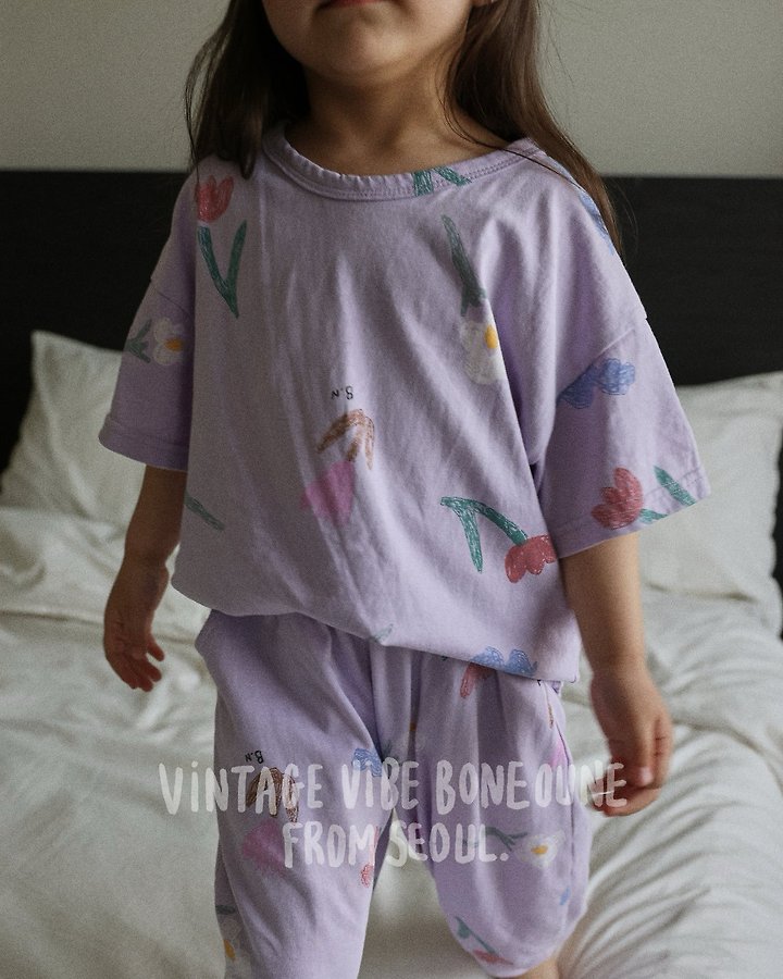 Boneoune - Korean Children Fashion - #kidsshorts - Crae Flower All-Over Print Jogger Pants - 10