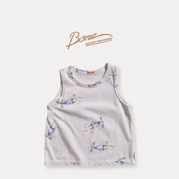 Boneoune - Korean Children Fashion - #kidsshorts - Rocket Sleeveless Tee - 2