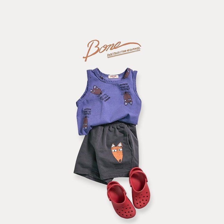 Boneoune - Korean Children Fashion - #kidsstore - Fox All-Over Print Sleeveless Tee - 5