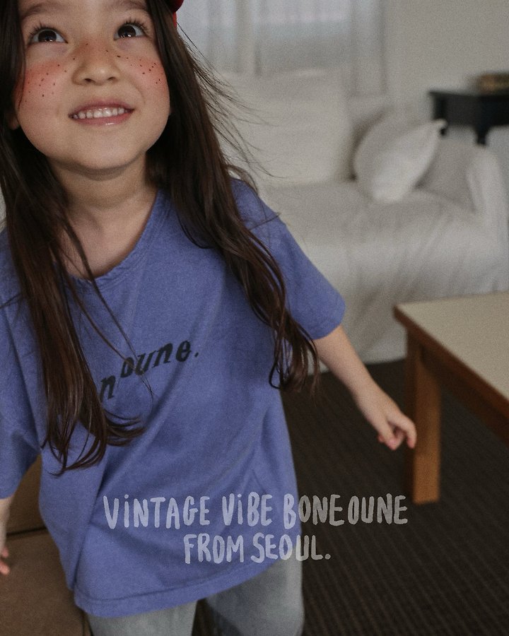 Boneoune - Korean Children Fashion - #kidsstore - Letter Pigment Short Sleeve Tee - 10