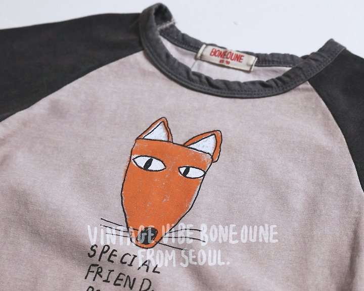 Boneoune - Korean Children Fashion - #kidzfashiontrend - Fox Raglan Tee - 6