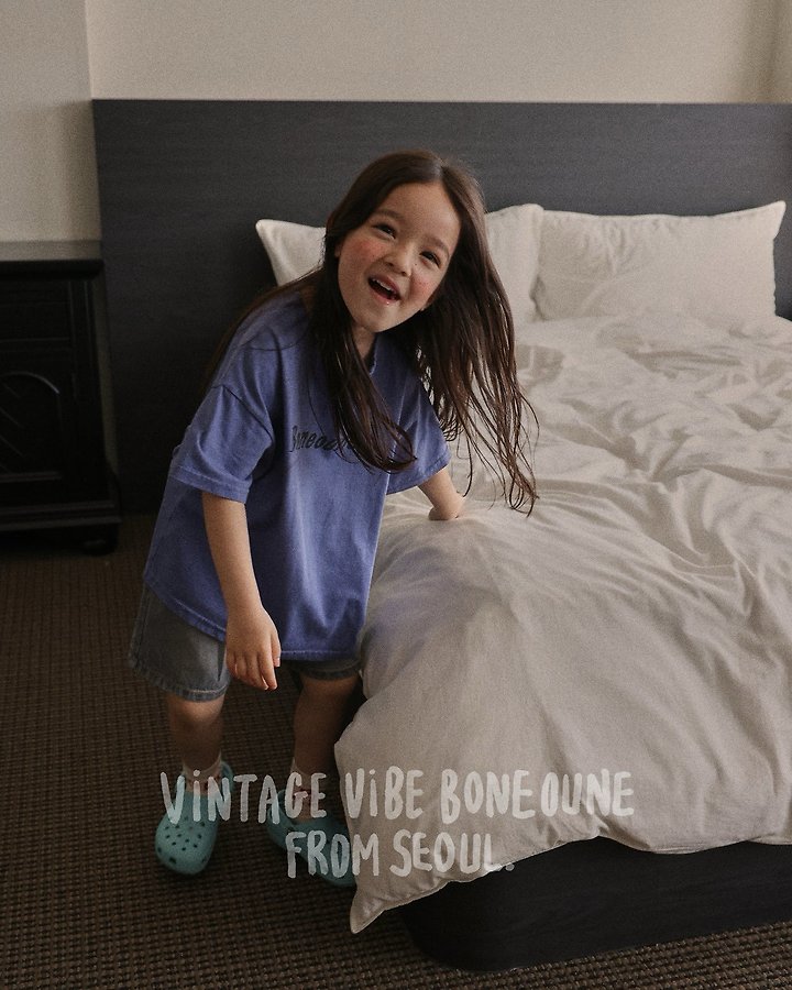 Boneoune - Korean Children Fashion - #kidzfashiontrend - Letter Pigment Short Sleeve Tee - 11