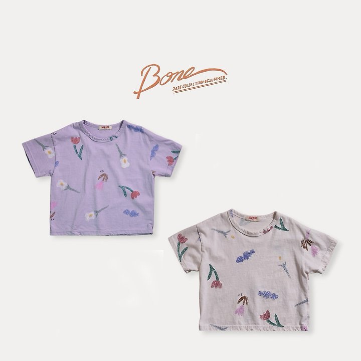 Boneoune - Korean Children Fashion - #littlefashionista - Crae Flower All-Over Print Short Sleeve Tee
