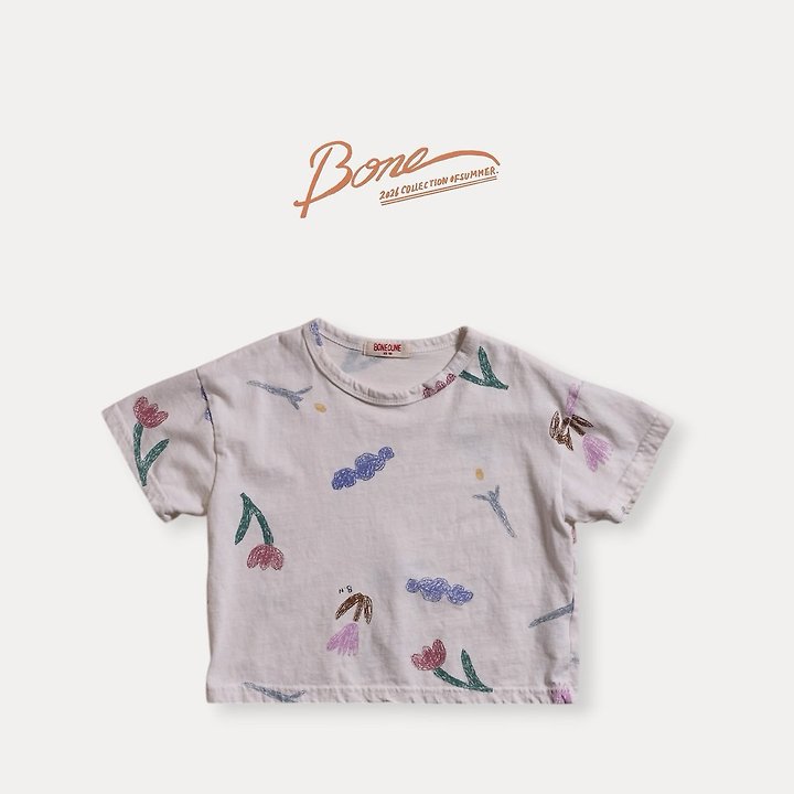 Boneoune - Korean Children Fashion - #minifashionista - Crae Flower All-Over Print Short Sleeve Tee - 3