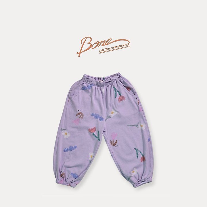 Boneoune - Korean Children Fashion - #minifashionista - Crae Flower All-Over Print Jogger Pants - 2